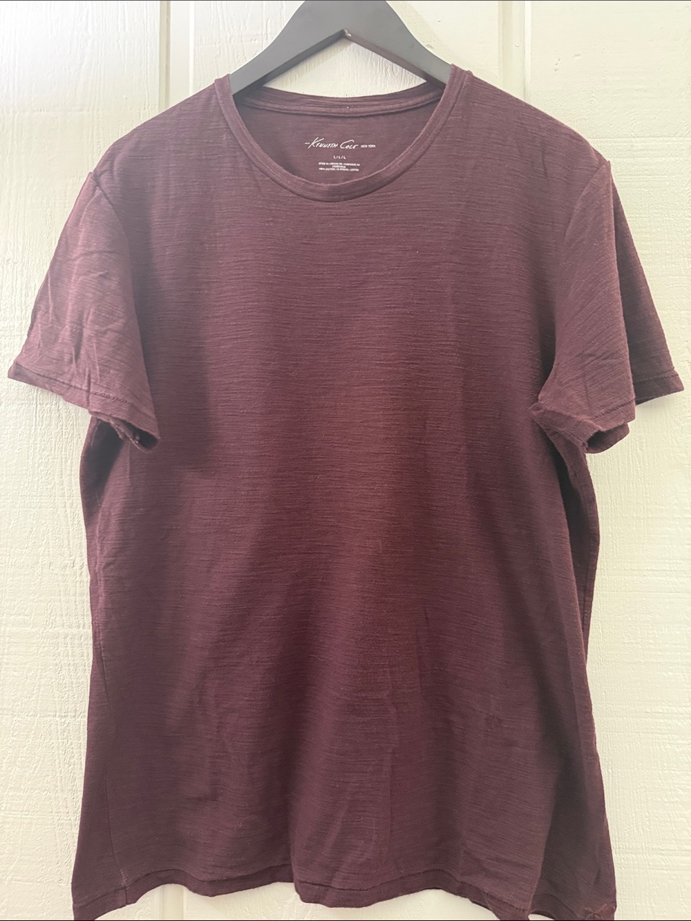 Men's Crewneck Short Sleeve T-Shirt - Burgundy by Kenneth Cole Sz L